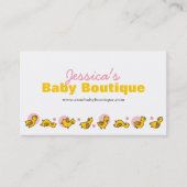 黄よくはしゃぐ色ベビーダッキー(アヒルちゃん)ダックリング&ピンクドット 名刺 (正面)