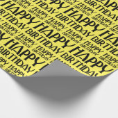 黄アールデコハッピーバースデー ラッピングペーパー (角)