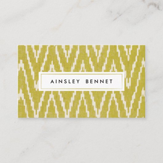 黄イカットパターン(の模様が)あるの名刺 名刺 (正面)