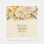 黄エレガントアイボリークリームフローラサプライズ90th スタンダードランチョンナプキン (正面)