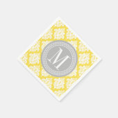 黄エレガントダマスクパーソナライズされた スタンダードカクテルナプキン (角)