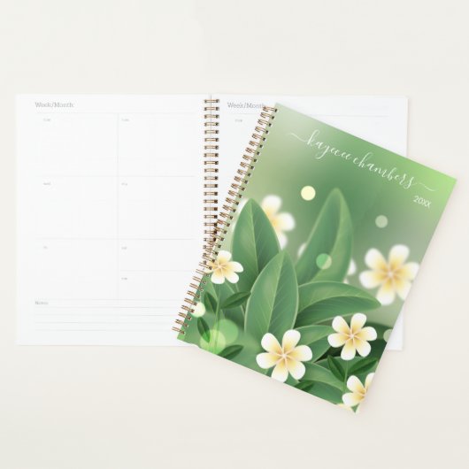 黄エレガントパーソナライズされた色と白の花のカスタム プランナー手帳 (ディスプレー)