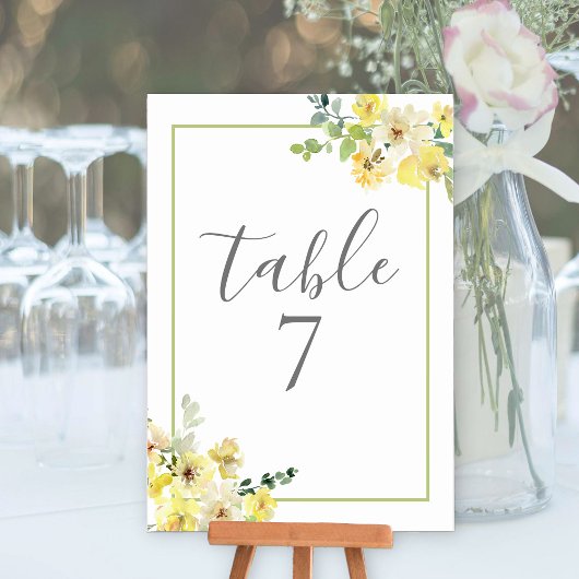 黄エレガントフローラセージ緑の夏結婚の夏 テーブルナンバー