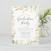 黄エレガントフローラ写真卒業パーティー 招待状 (スタンド正面)