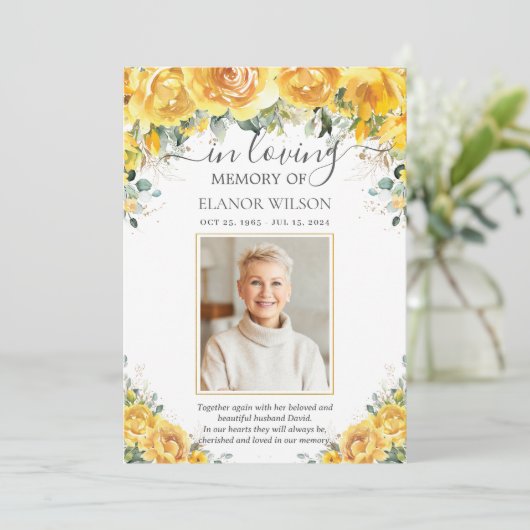 黄エレガントフローラ写真葬儀記念館 サンキューカード (スタンド正面)