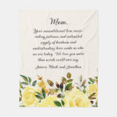 黄エレガントフローラ母ママ愛する フリースブランケット (正面)