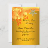 黄エレガントフローラ誕生日パーティー任意の年齢 招待状 (裏面)