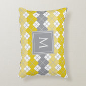 黄エレガントモダン色と灰色のパタアーガイルーン アクセントクッション (正面(垂直))