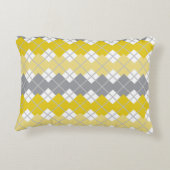 黄エレガントモダン色と灰色のパタアーガイルーン アクセントクッション (裏面)