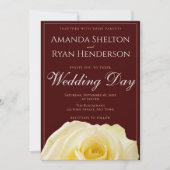 黄エレガントローズブルゴーニュ結婚ーフローラ 招待状 (正面)