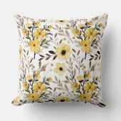 黄エレガントヴィンテージ花柄 クッション (正面)