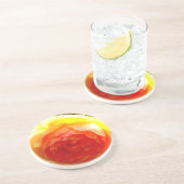 黄エレガント桃赤アプリコットフローラバラ コースター (側面)