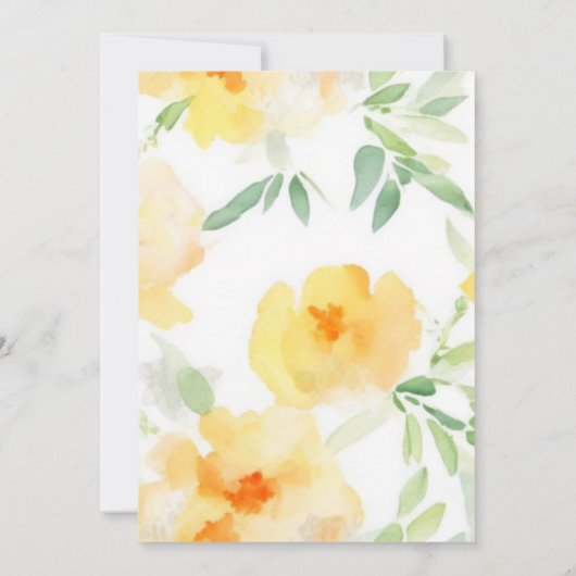 黄エレガント橙色の水色ブライダルシャワー 招待状 (裏面)