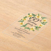 黄エレガント水仙フローラ50誕生日 アクリル招待状 (レイダウン)