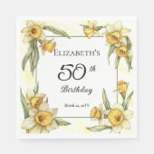黄エレガント水仙フローラ50誕生日 スタンダードランチョンナプキン (正面)