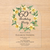 黄エレガント水仙フローラ60誕生日 アクリル招待状 (正面)