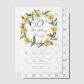 黄エレガント水仙フローラ60誕生日 ベラム紙招待状 (オフセット (招待状))