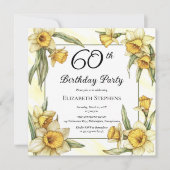 黄エレガント水仙フローラ60誕生日 招待状 (正面)