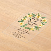 黄エレガント水仙フローラ70誕生日 アクリル招待状 (レイダウン)