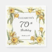 黄エレガント水仙フローラ70誕生日 スタンダードランチョンナプキン (正面)