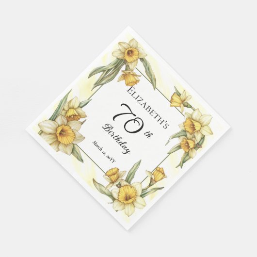 黄エレガント水仙フローラ70誕生日 スタンダードランチョンナプキン (角)