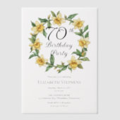 黄エレガント水仙フローラ70誕生日 ベラム紙招待状 (正面)