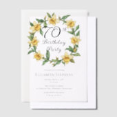 黄エレガント水仙フローラ70誕生日 ベラム紙招待状 (オフセット)