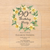 黄エレガント水仙フローラ90誕生日 アクリル招待状 (正面)