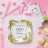 黄エレガント水仙フローラ90誕生日 ペーパープレート (パーティー)