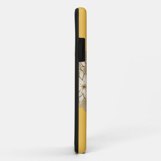 黄エレガント灰色の蓮の花パーソナライズされた名 Case-Mate iPhoneケース (裏面/右)