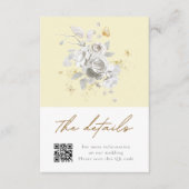 黄エレガント白バラ結婚詳細 エンクロージャーカード (正面)