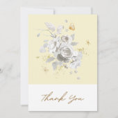 黄エレガント白フローラ写結婚真 サンキューカード (正面)