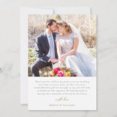 黄エレガント白フローラ写結婚真 サンキューカード (裏面)