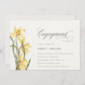 黄エレガント素朴水仙婚約招待状 サンキューカード (正面/裏面)
