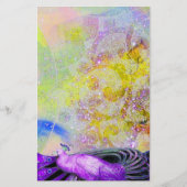 黄エレガント紫のきらめく孔雀 便箋 (正面)