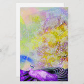 黄エレガント紫のきらめく孔雀 便箋 (正面/裏面)