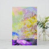 黄エレガント紫のきらめく孔雀 便箋 (スタンド正面)