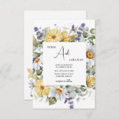 黄エレガント紫色の野結婚花 招待状 (正面/裏面)