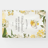 黄エレガント緑フローラ茶パーティー赤ちゃんシャワー 横断幕 (横)