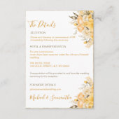 黄エレガント色とアイボリーバラ結婚ズ エンクロージャーカード (正面)