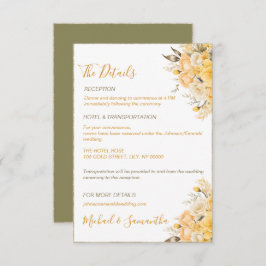 黄エレガント色とアイボリーバラ結婚ズ エンクロージャーカード