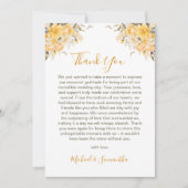 黄エレガント色とアイボリーバラ結婚ズ サンキューカード (正面)