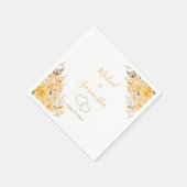 黄エレガント色とアイボリーバラ結婚ズ スタンダードカクテルナプキン (角)