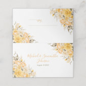 黄エレガント色とアイボリーバラ結婚ズ プレイスカード (外部開封)