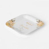 黄エレガント色とアイボリーバラ結婚ズ ペーパープレート (傾斜あり)