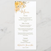 黄エレガント色とアイボリーバラ結婚ズ メニュー (正面)