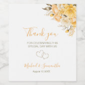 黄エレガント色とアイボリーバラ結婚ズ ワインラベル (シングルラベル)