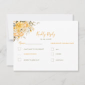 黄エレガント色とアイボリーバラ結婚ズ 出欠カード (正面)