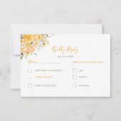 黄エレガント色とアイボリーバラ結婚ズ 出欠カード (正面)