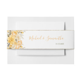 黄エレガント色とアイボリーバラ結婚ズ 招待状ベリーバンド